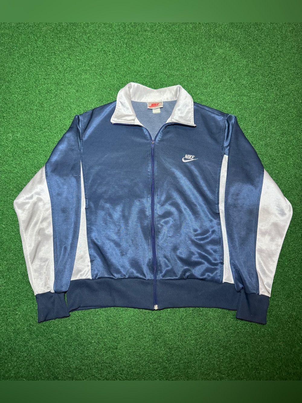 Nike Vintage Track Jacket Large 23x25 Gray 80s 90s Retro Full Zip Sweatshirt
